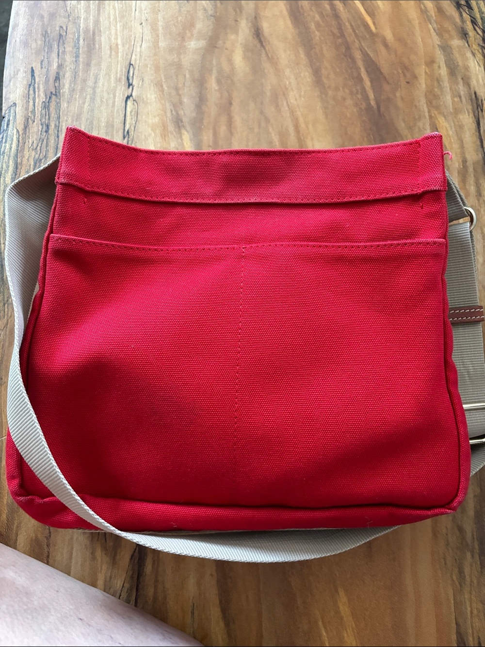 Dooney & Bourke Red Canvas Crossbody with Tan Strap - Picture 4 of 9